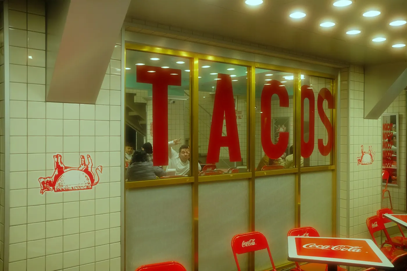 The taqueria window at lunchtime